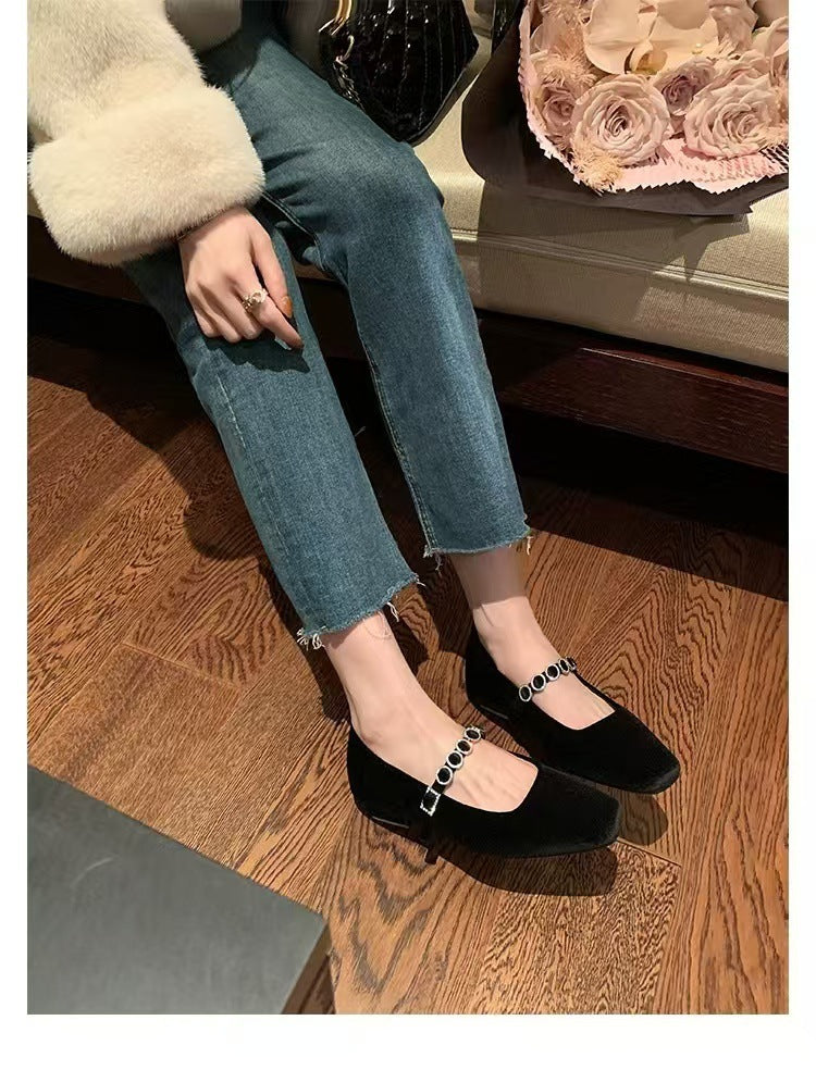 Women's Ballet Flats with Strap and Embellishments