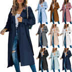 Women's Fashionable Trench Coat with Double-Breasted Button Placket and Casual Cut