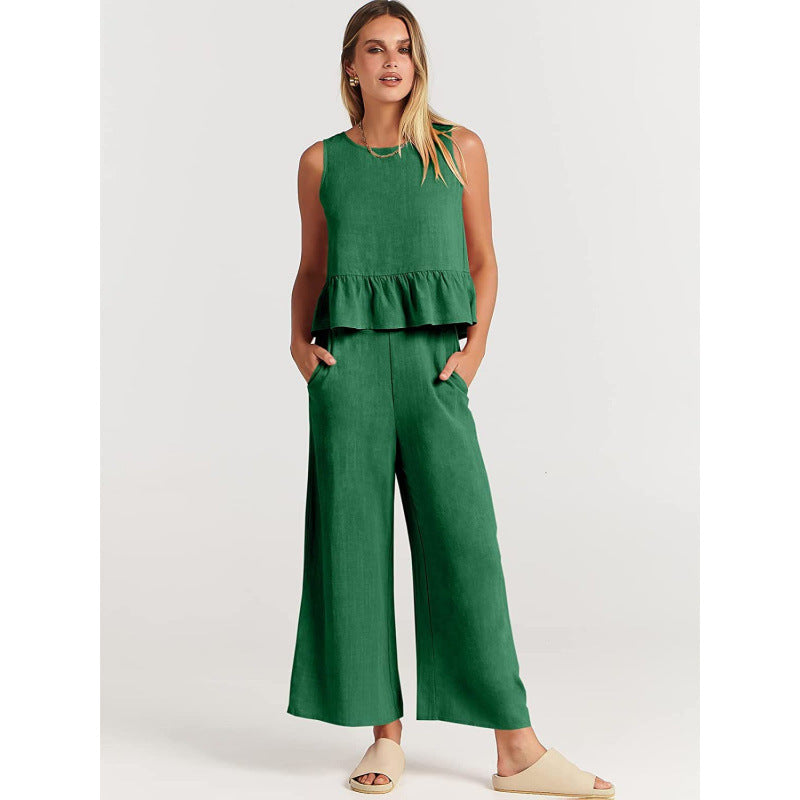 Casual Jumpsuit with Voluminous Bodice and Side Pockets