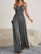 Women's Jumpsuit with Button-Up Top and Wide Leg
