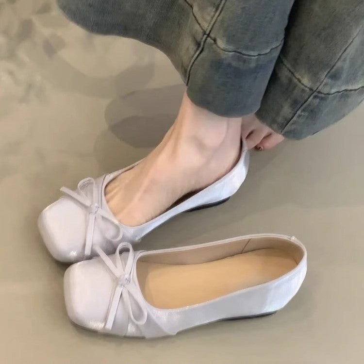 Women's Ballet Flats with Bow Detail and Comfort Footbed