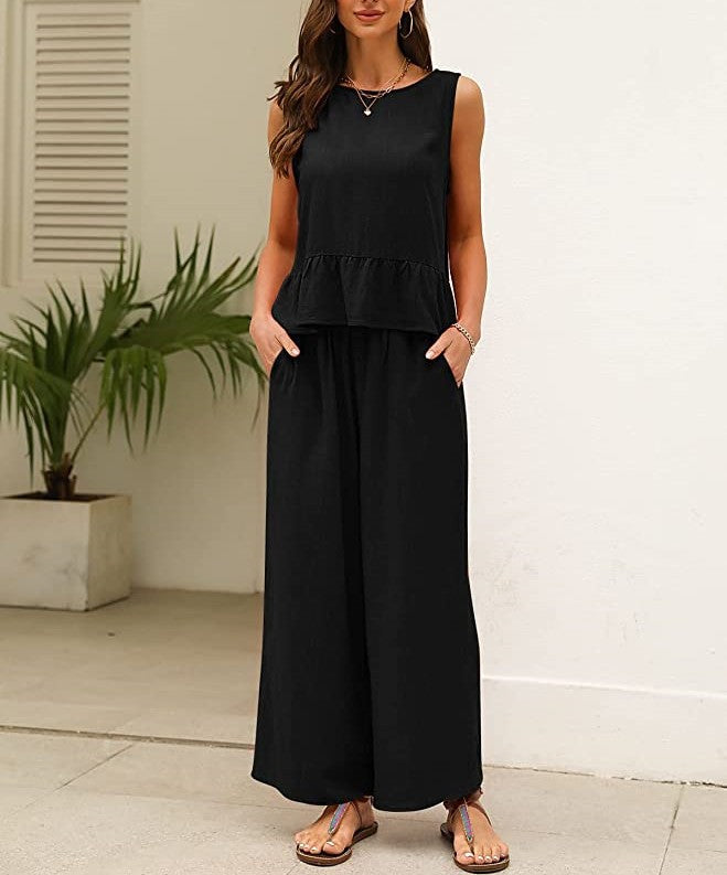 Women's Airy Jumpsuit with Ruffled Hem