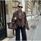 Elegant Wool Jacket with Double-Breasted Button Front