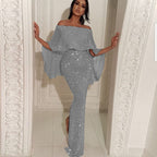 Elegant Women's Evening Ensemble with Off-Shoulder Design