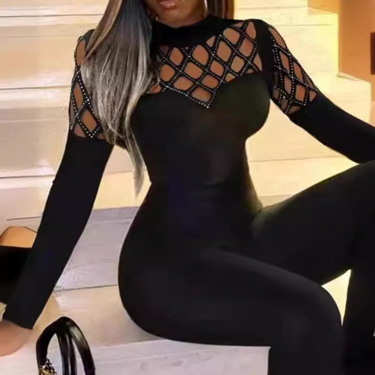 Elegant Women's Jumpsuit with Mesh Details