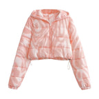 Women's Cropped Transitional Jacket with Geometric Print