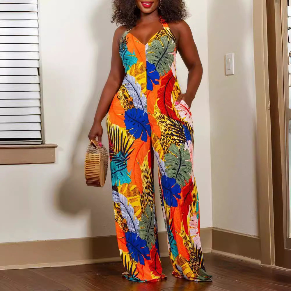 Women's Floral Wide Leg Jumpsuit