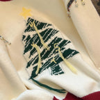 Women's Festive Knit Sweater with Christmas Tree Motif and Playful Accents