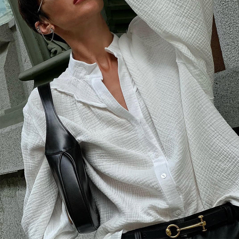 Airy Oversized Blouse with Textured Fabric
