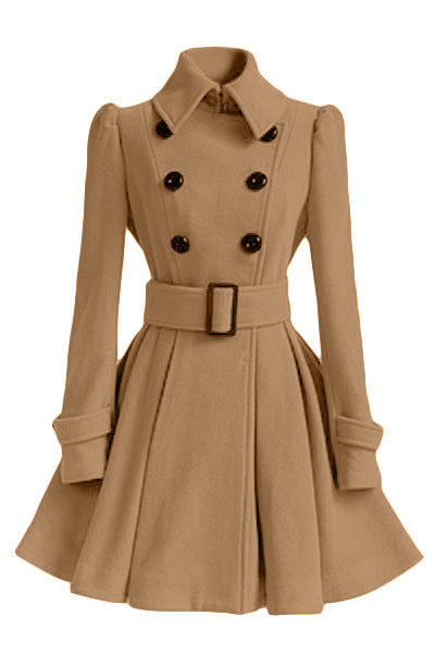 Women's Modern Trench Coat with Tailored Fit and Double Buttons