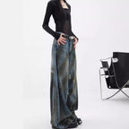 Women's Extra-Wide Leg Jeans with Distressed Details