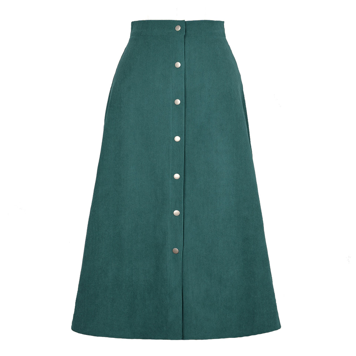 Women's Long Corduroy Skirt with Button Placket