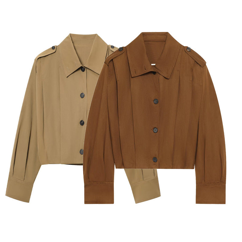 Women's Cropped Jacket with Decorative Button Details and Elegant Cut