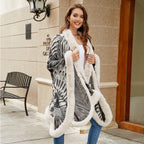 Women's Luxurious Poncho with Decorative Fleece Trim