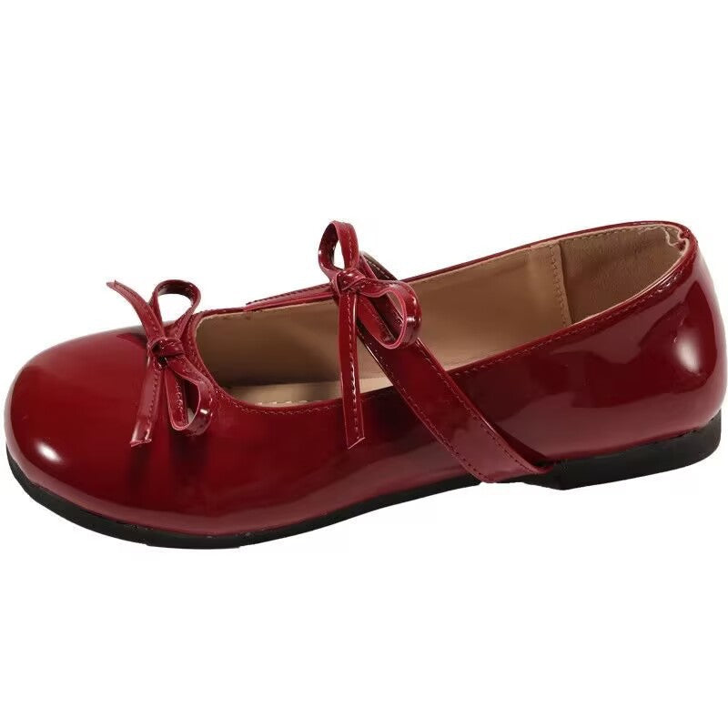 Women's Ballet Flats with Elegant Bows and Coated Upper