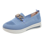 Women's Breathable Slip-On Sneakers with Fashionable Chain Detail