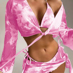 Women's Long-Sleeve Wrap-Look Swim Set