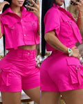 Women's Fashionable Crop Top with High-Waist Shorts