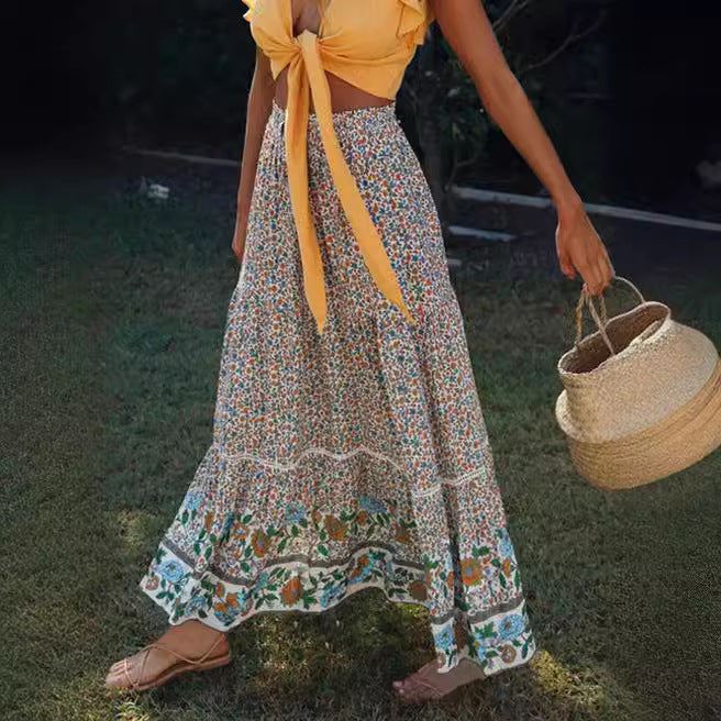 Women's Floral Cotton Maxi Skirt