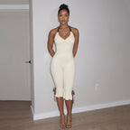 Elegant Overall with Ruffle Details and Adjustable Straps