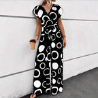 Women's Jumpsuit with Modern Circle Pattern and Waist Belt