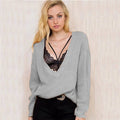 Women's Chunky Knit Sweater with Deep V-Neck and Casual Fit