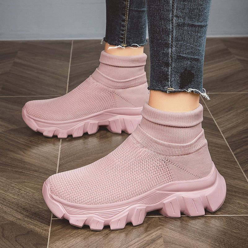 Women's Breathable Slip-On Sneakers with Knit Upper and Flexible Sole