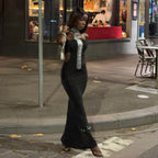 Women's Elegant Evening Dress with Slim Cut and Shiny Accents