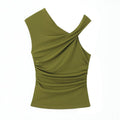 Women's Sleeveless Asymmetrical Top with Elegant Draping
