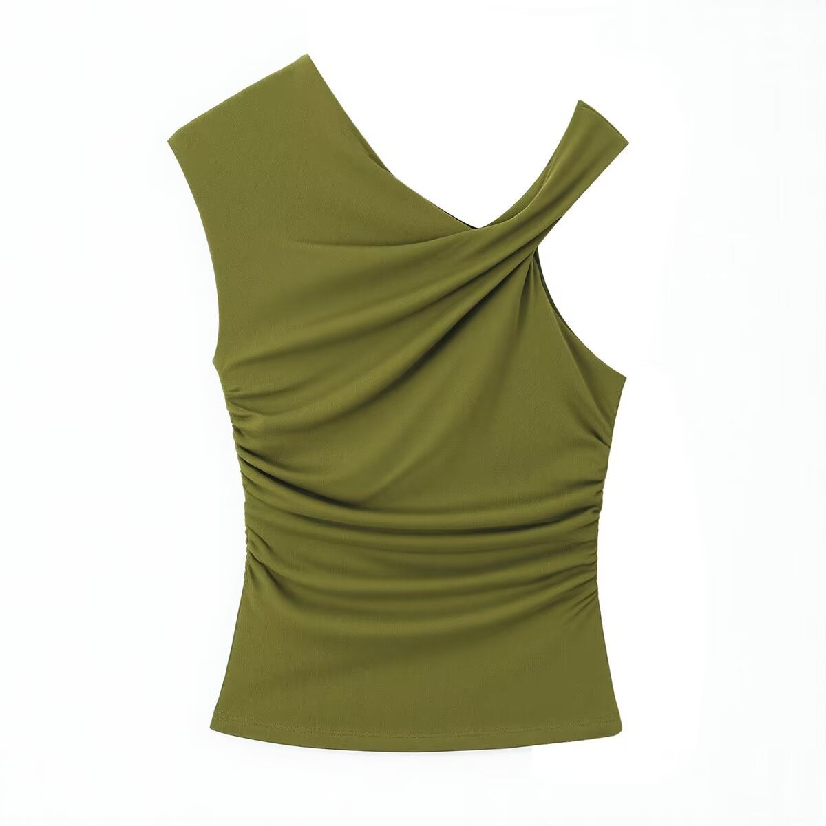 Women's Sleeveless Asymmetrical Top with Elegant Draping