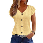 Women's Ruffled Blouse with Button Closure