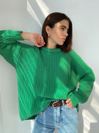 Casual Textured Knit Sweater with Drop Shoulders