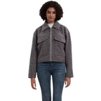 Women's Cropped Utility Jacket with Dual Chest Pockets