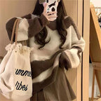 Women's Chunky Knit Sweater with Fashionable Stripe Pattern and Casual Fit