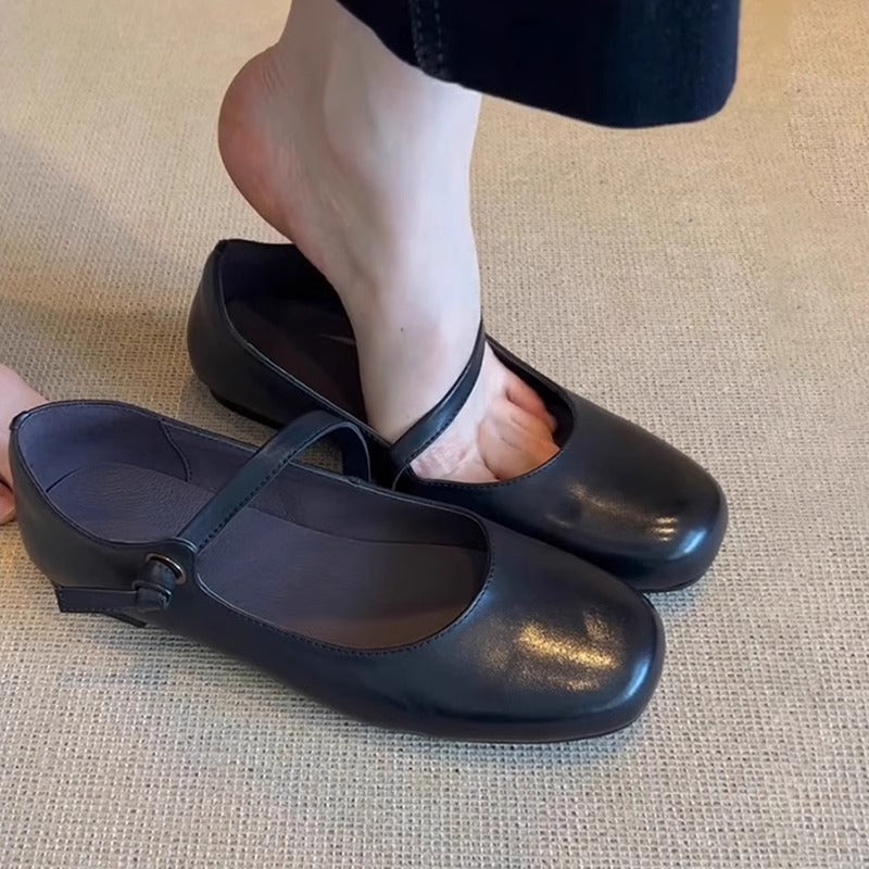 Women's Ballet Flats with Elegant Strap Closure and Soft Insole
