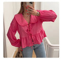 Women's Blouse with Ruffle Details and Fitted Cut
