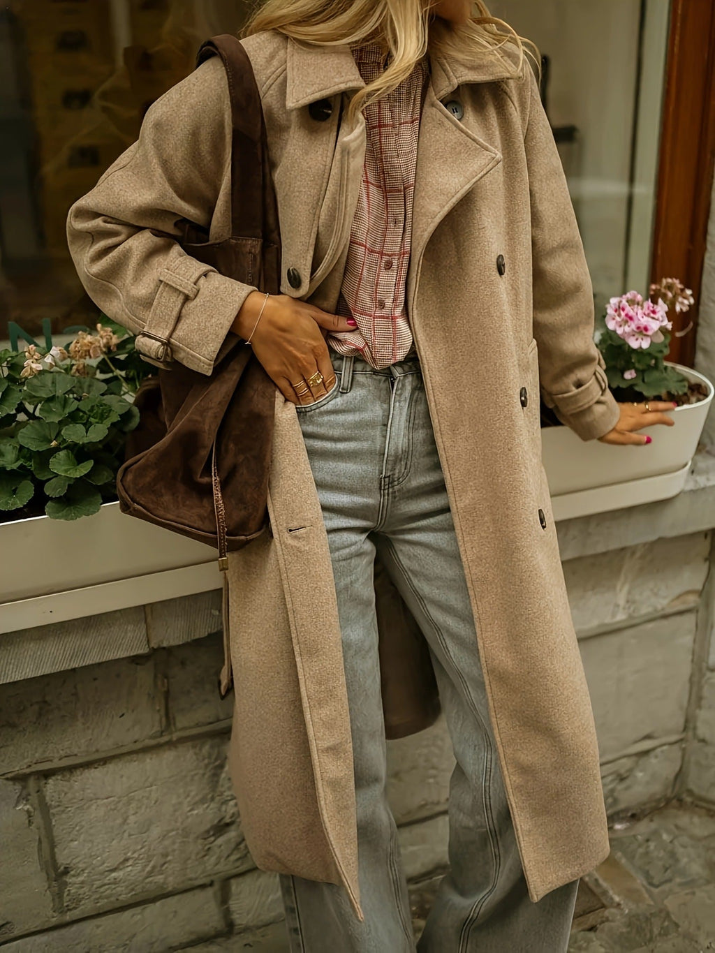 Elegant Wool Coat with Practical Belt