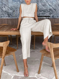 Two-Piece Set with Wide Sleeves and Elastic Waistband