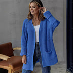 Women's Knit Cardigan with Large Pockets and Textured Design
