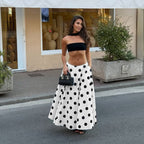 Women's Maxi Skirt with Bold Polka Dot Pattern and Voluminous Cut