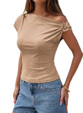 Women's Asymmetrical Shoulder Detail Top