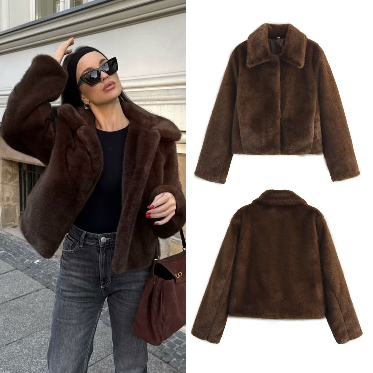 Women's Elegant Soft Short Jacket with Teddy Lining