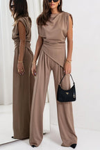Women's Elegant Asymmetric Wide-Leg Jumpsuit