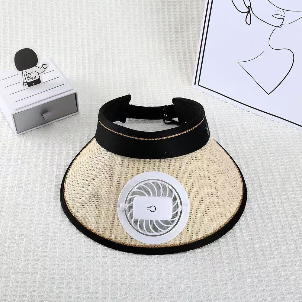Breathable Sun Visor with Detachable Front Fan and Adjustable Neck Strap