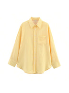 Casual Women's Striped Shirt Blouse with Pocket
