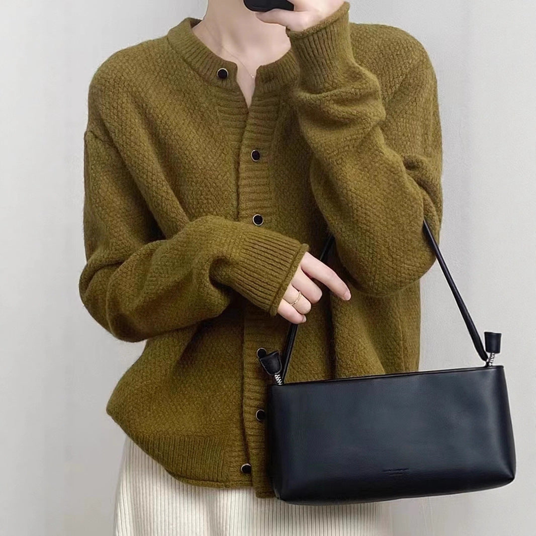 Women's Chunky Knit Cardigan with Button Closure