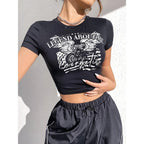 Women's Creative Slogan Crop T-Shirt