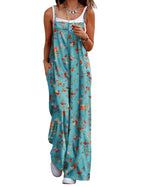 Casual Women's Jumpsuit with Floral Patterns and Pockets