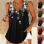 Women's Sleeveless Floral V-Neck Blouse