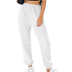 Women's Textured Casual Pants with Elastic Waistband